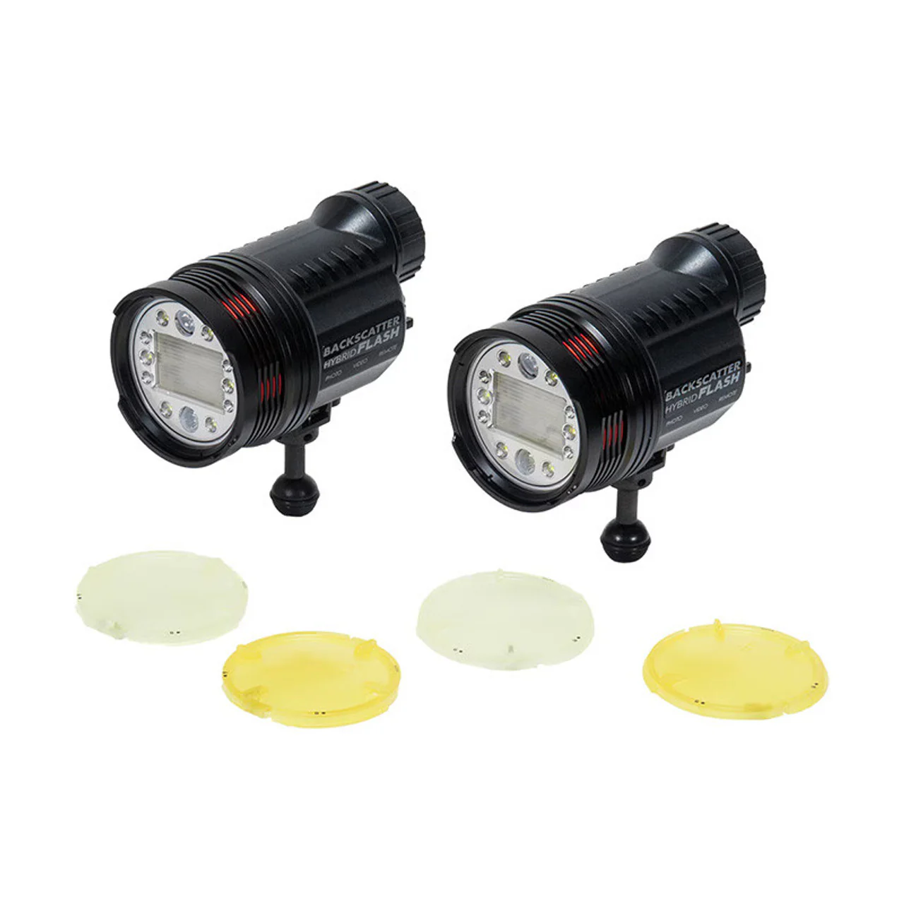 Backscatter Dual Hybrid Flash HF-1 Underwater Strobe Bundle with Flat Diffusers