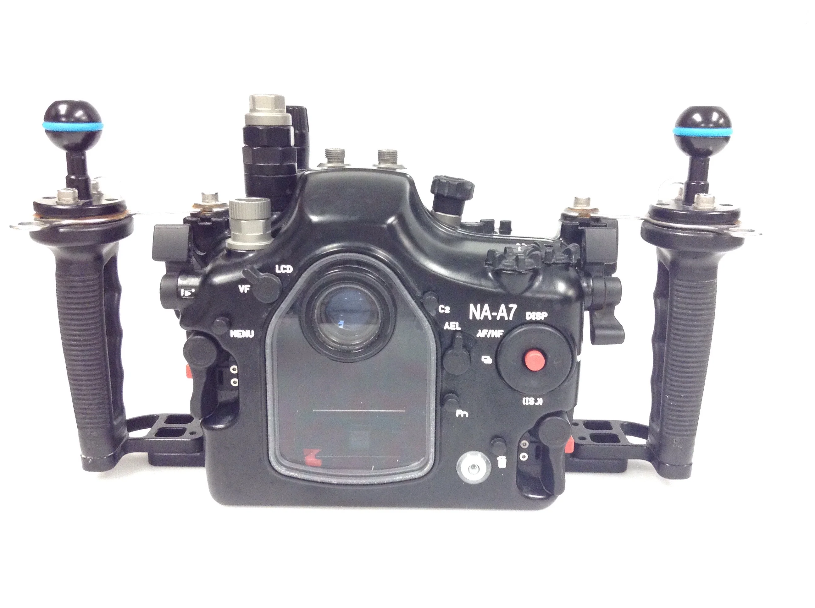 cp.3143 Pre-owned NA-A7 Housing for Sony A7/A7R Cameras SKU:17410 with Offset Vacuum valve, Nikonos bulkhead and an M14 blank - Image 2